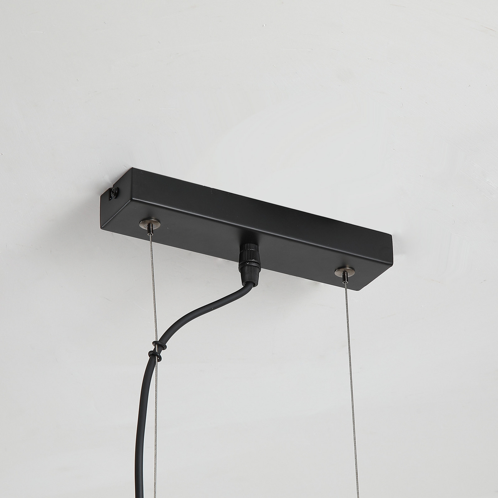 Searchlight Lampă suspendată Hessian lungime 60 cm alb natural in/metal - Camera de zi / sufragerie - alb natural negru - Țesătură / Textil