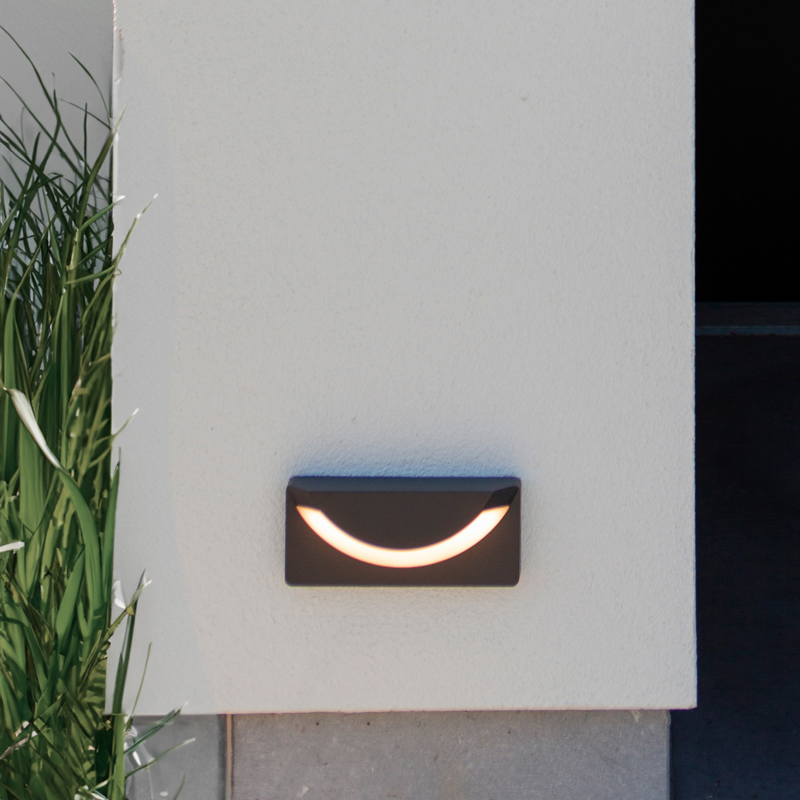 Vonkajšie nástenné LED svietidlo LUPS, tmavošedé, šírka 23 cm, IP54