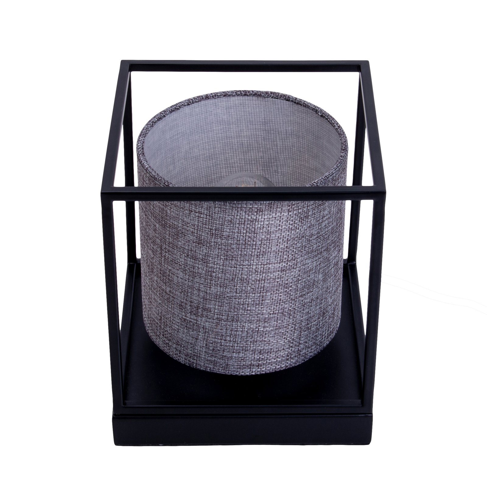 Beta stolna lampa izrađena od metala sa platnenim sjenilom u sivoj boji