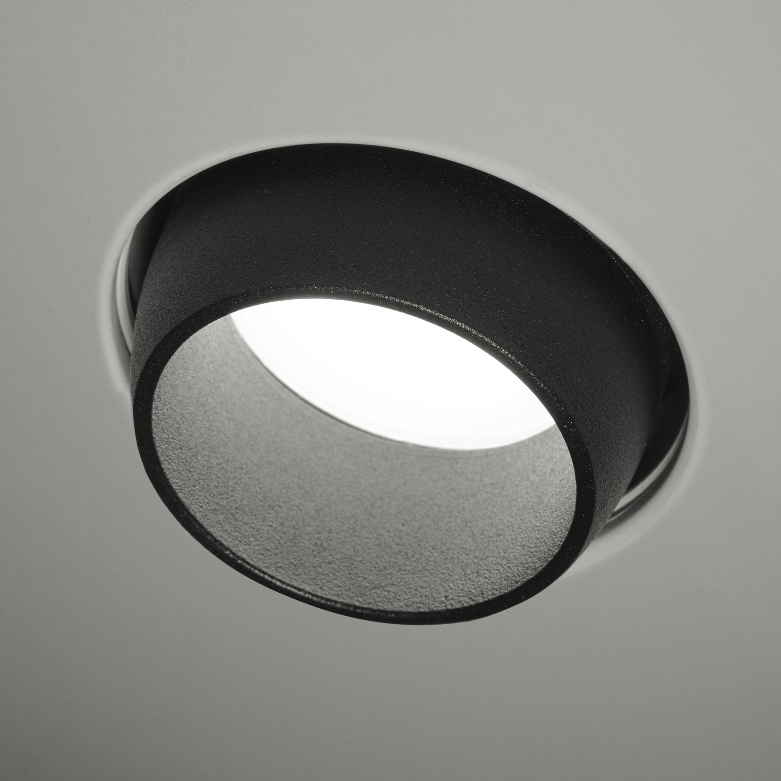 Lelanto recessed spotlight, black, plaster, Ø 10 cm, GU10