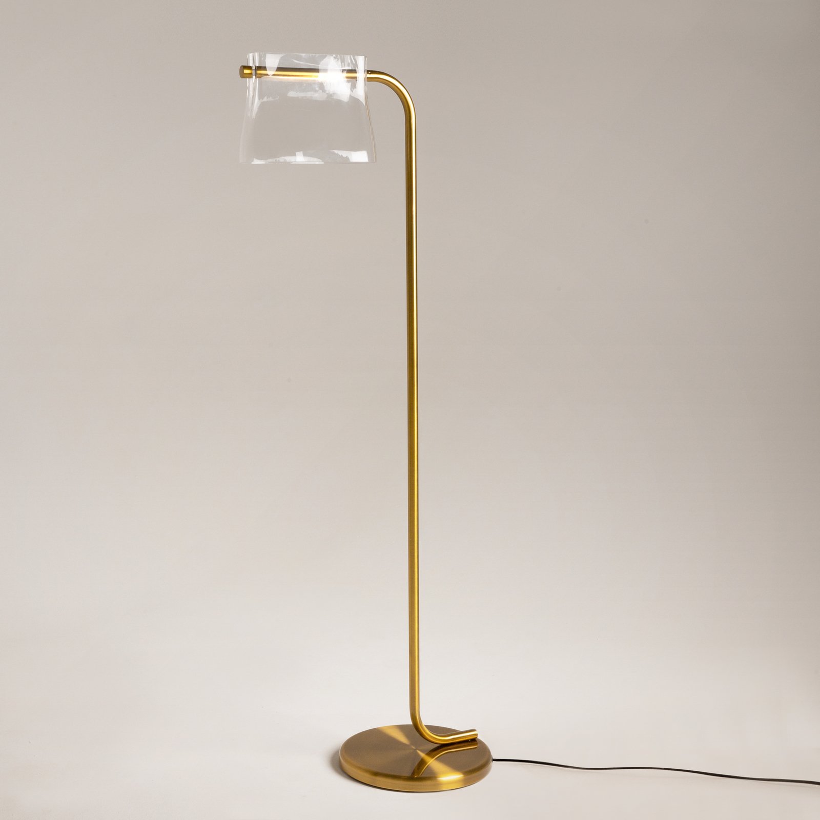 Maytoni glass floor lamp Cabaret, brass, height 126.5 cm