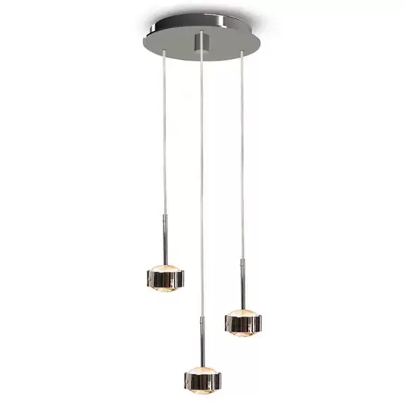 Lampenwelt LED-Hängeleuchte Puk Drop Trio, nickel matt