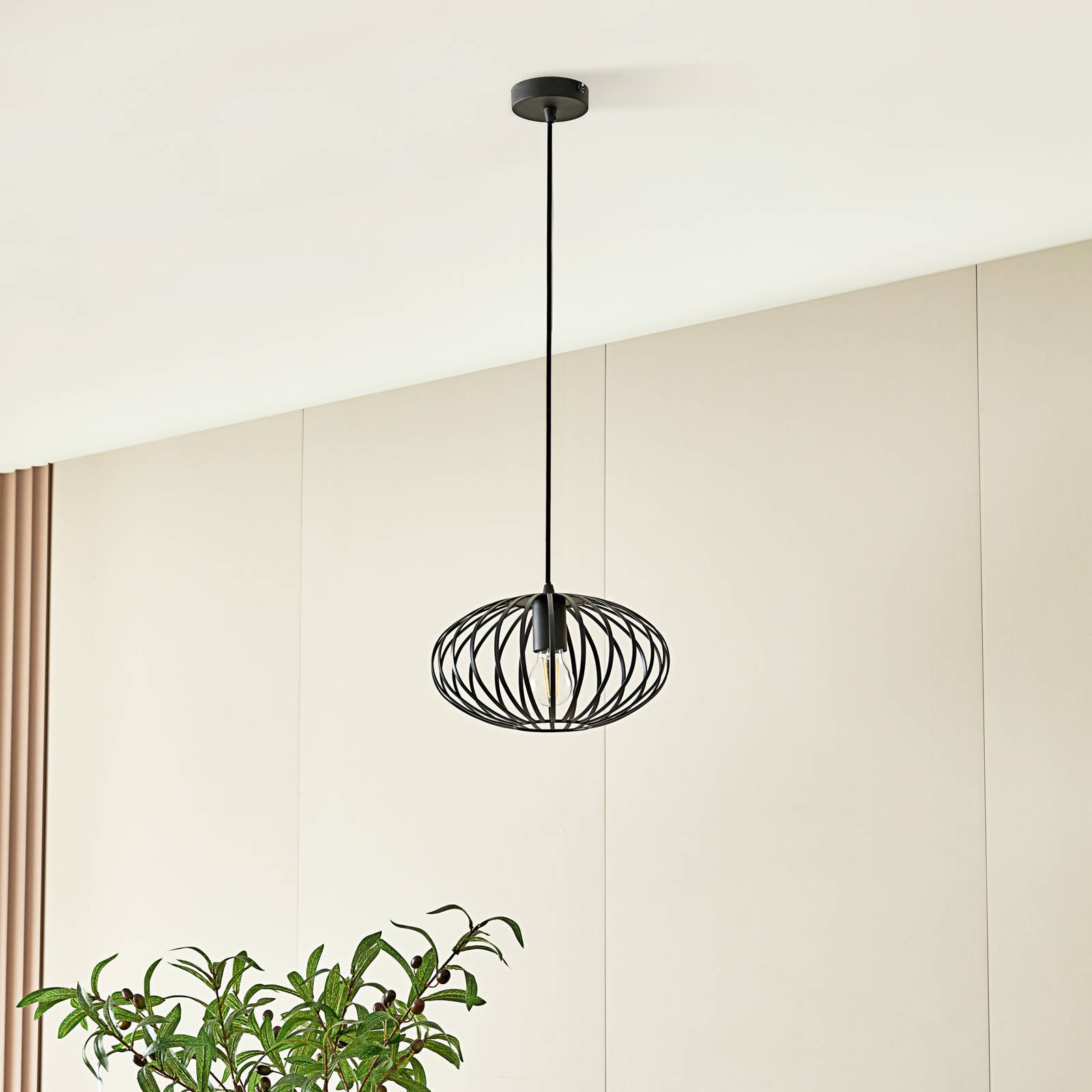 Image of Lindby Maivi lampada sospensione gabbia nero 30 cm