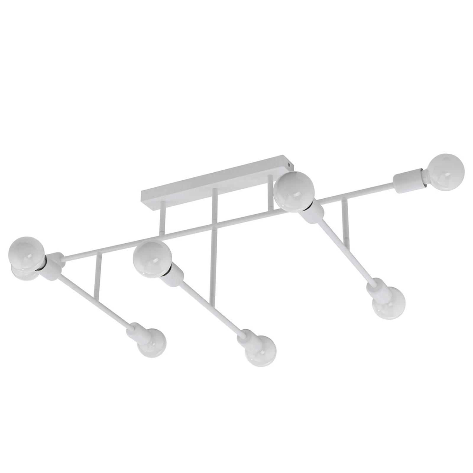 EGLO Eight-bulb Belsiana ceiling light, white, for Living / Dining Room, metal, E27, 40 W, energy efficiency: A++, L: 118 cm, W: 51 cm, H: 37 cm