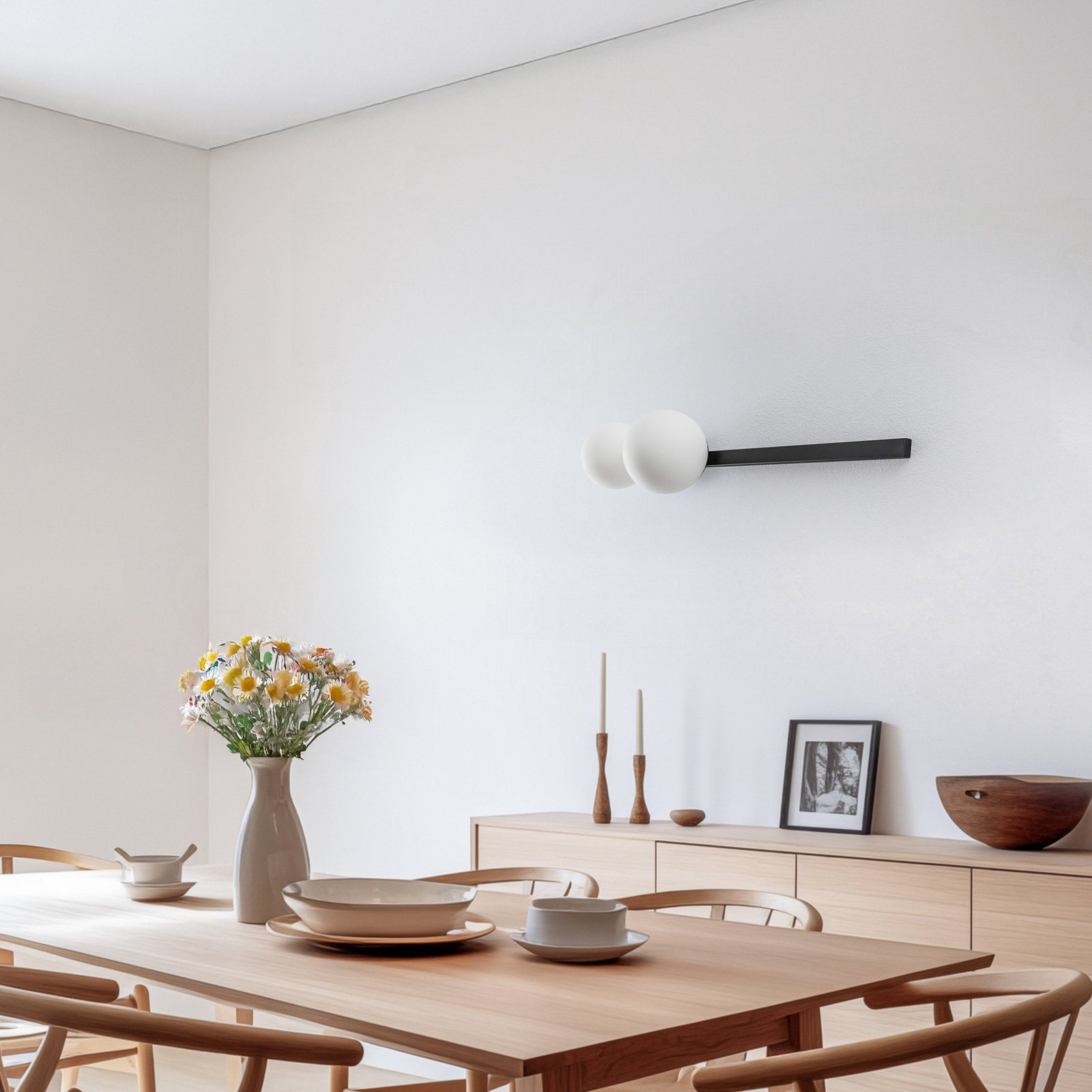 Garda 2 wall light, black, metal, glass, 2-bulb Garda 2 wall light, black, metal, glass, 2-bulb