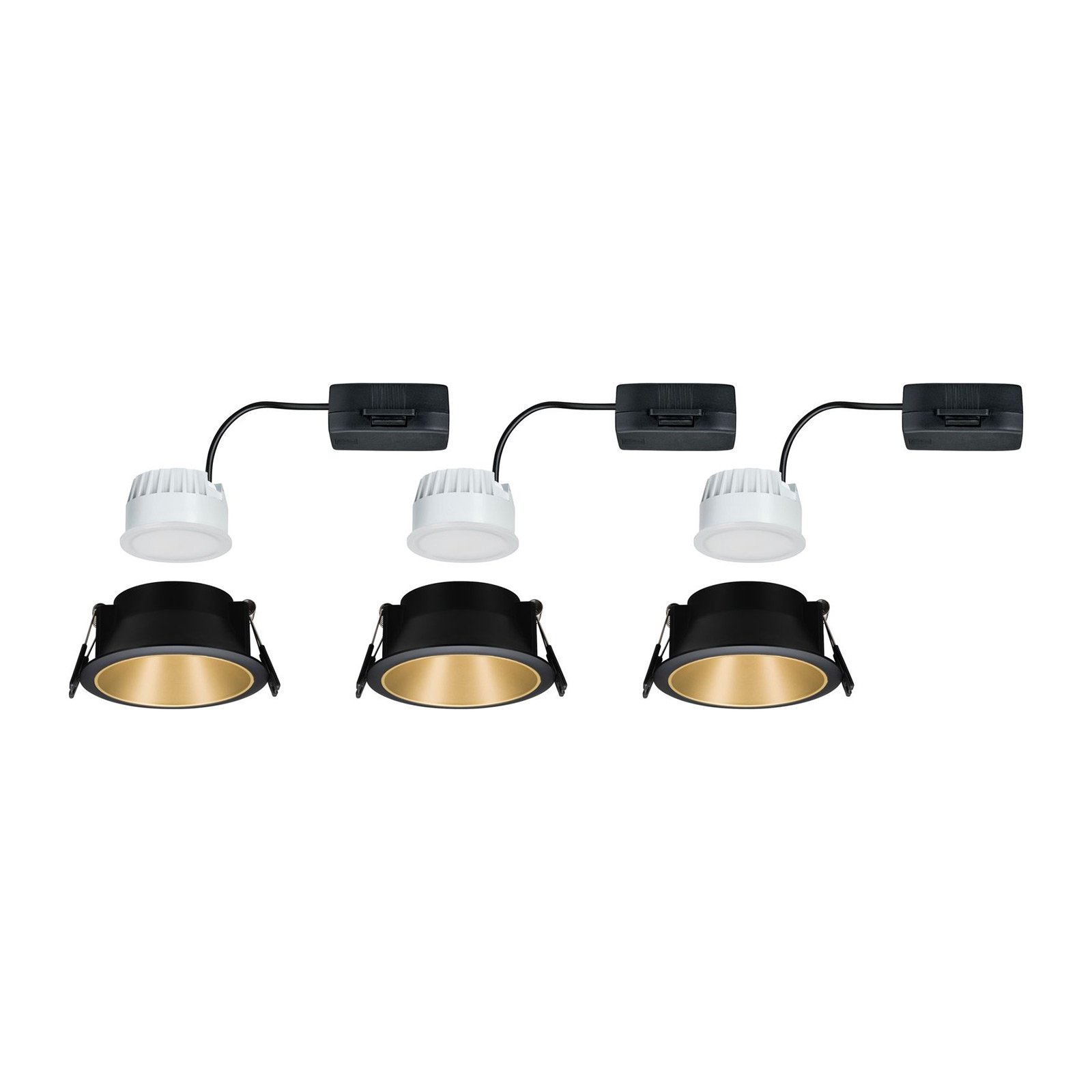Cole LED spot, gold-black, set of 3 - Paulmann