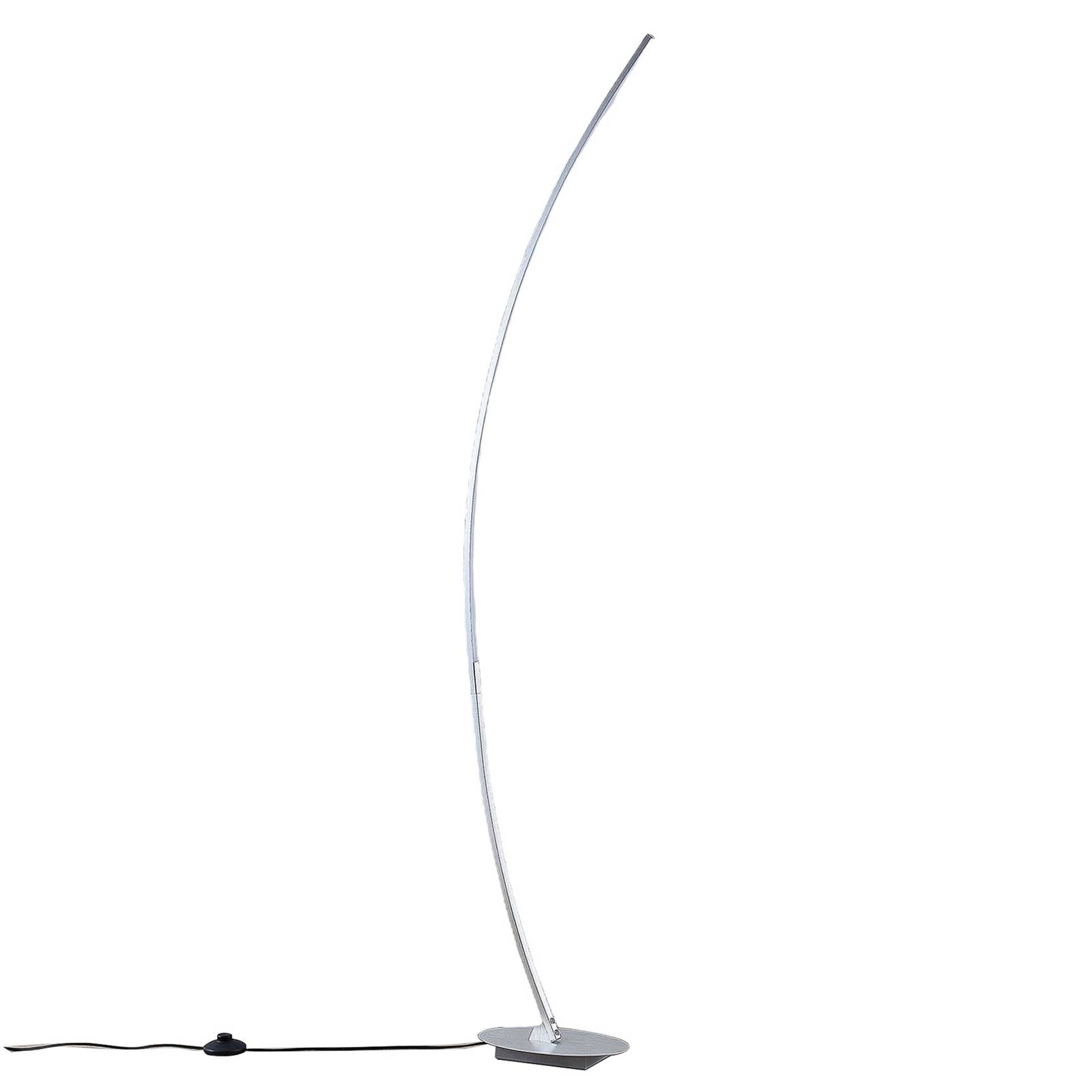 Lampadaire arqué LED Nalevi argenté brossé