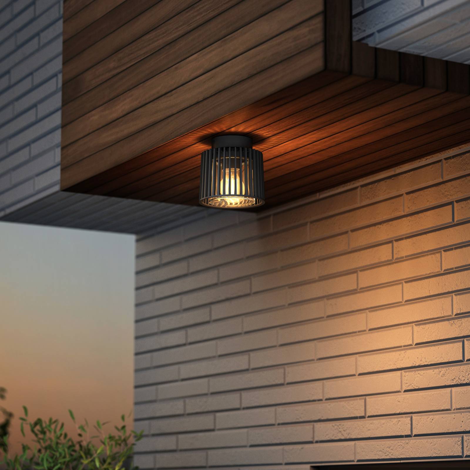 LUTEC SHYNE buiten plafondlamp, zwart, 16 cm, metaal, IP54, E27
