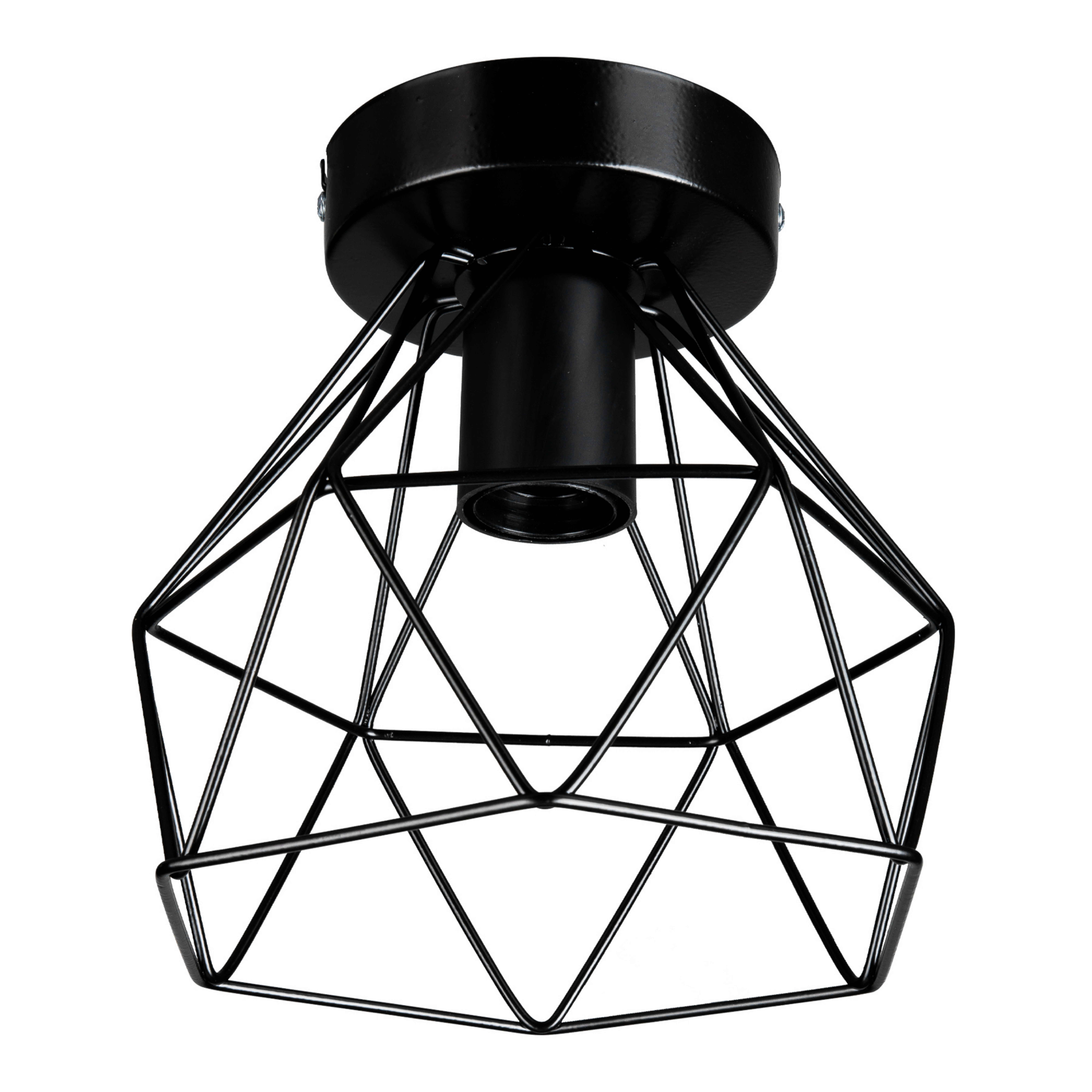 Deckenleuchte Patara, schwarz, Ø 20 cm, Gitterschirm, Metall