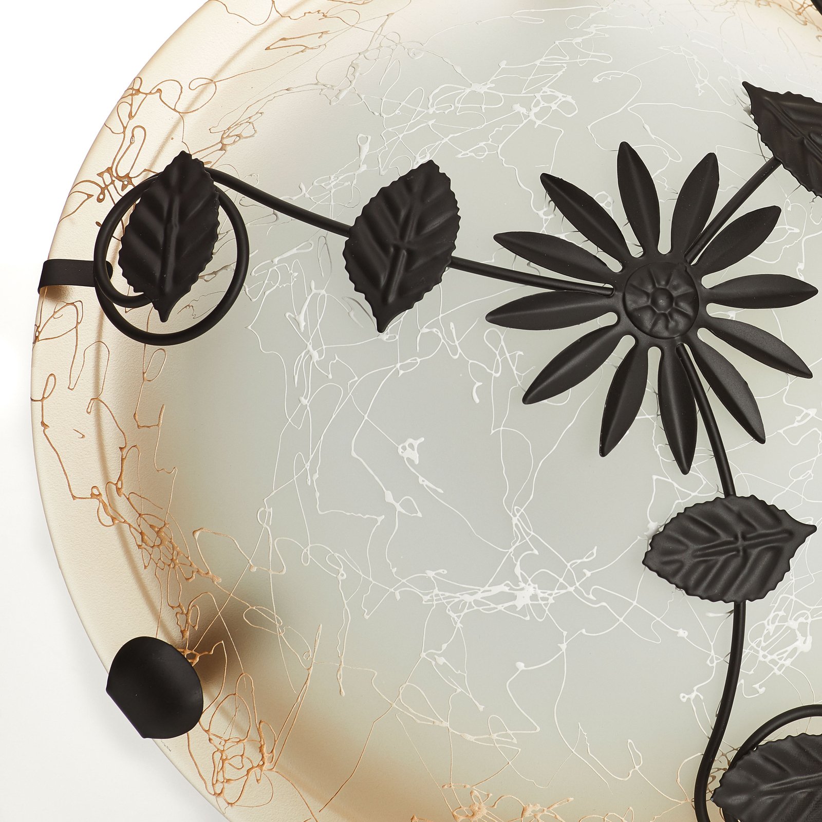 Deckenleuchte Provence Glas Landhausstil Blätterornamente Deckenlampe Floral 