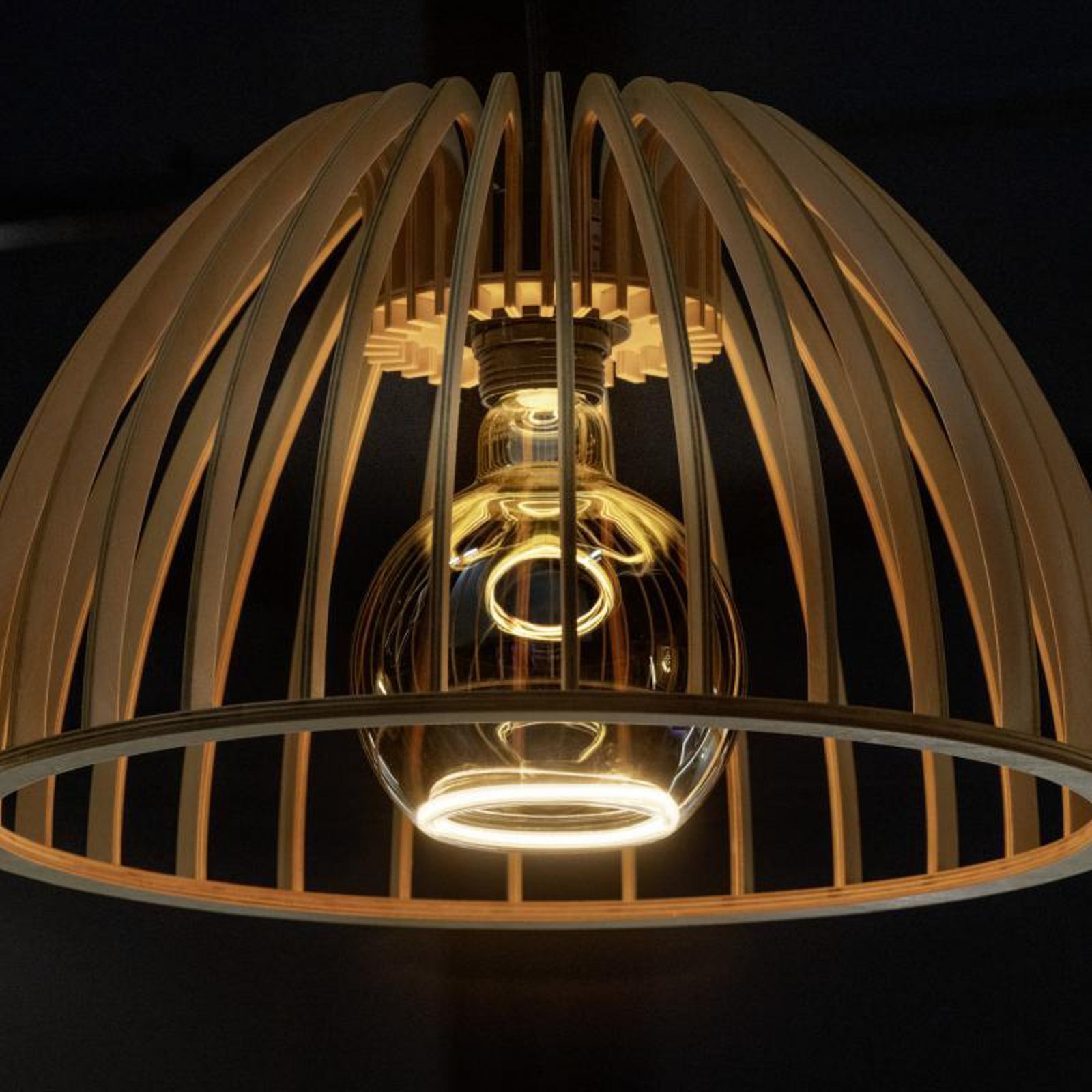 SLV Wud hanging light, light wood, Ø 38 cm, wood