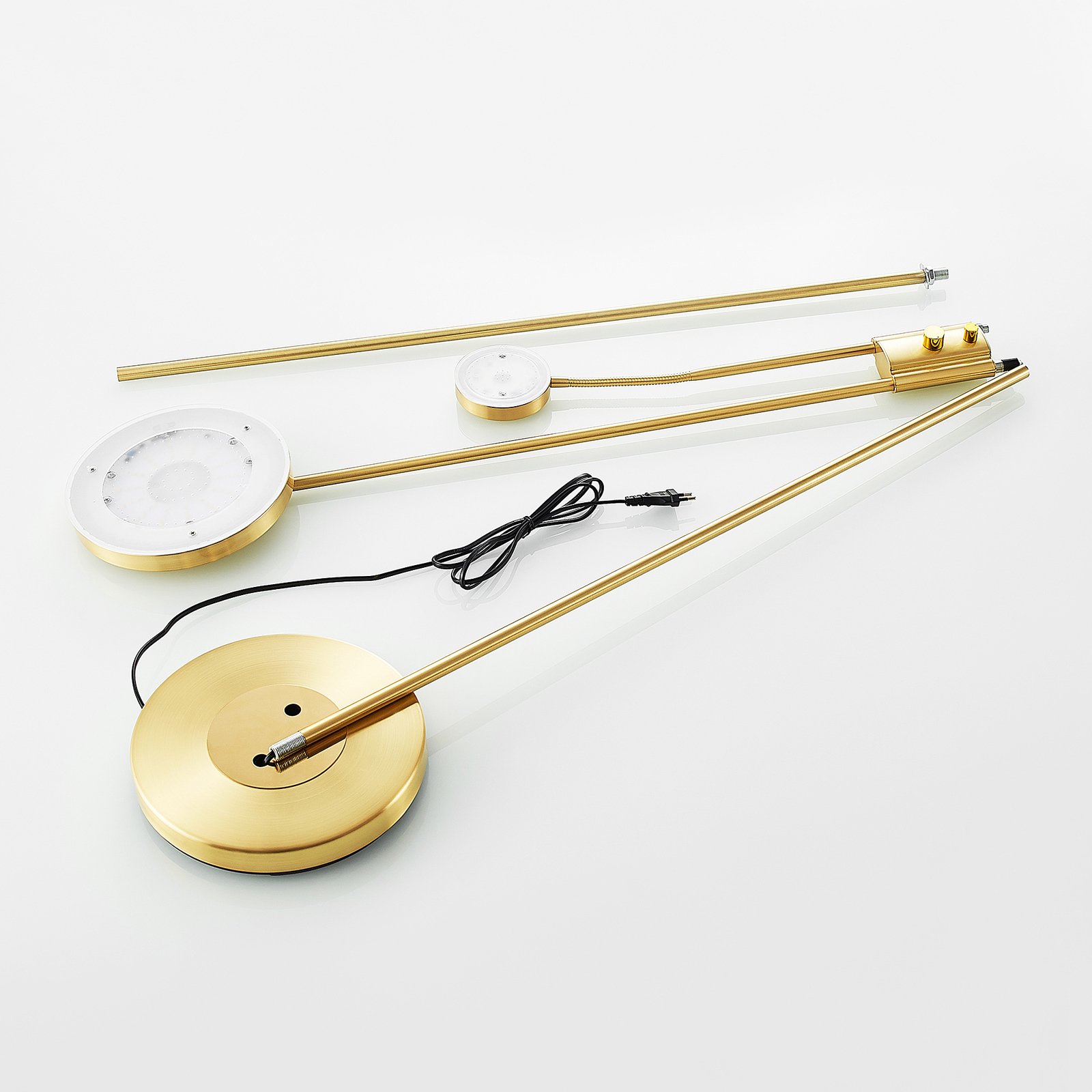 Seppa LED Floor Lamp Round Matt Brass - Lindby