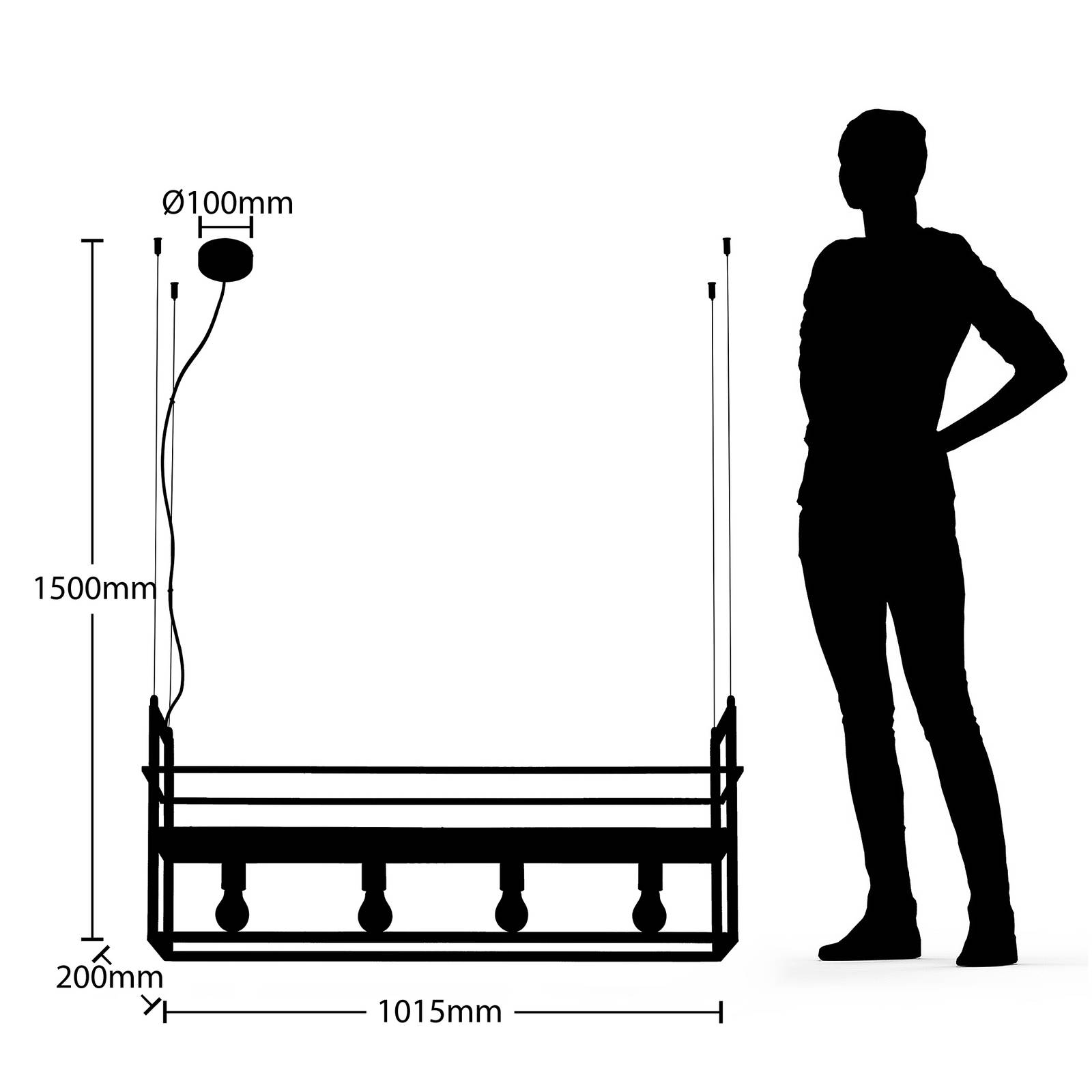 Lampa wisząca Lindby Grisela, półka, czarny, metal, 120 cm