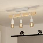 Townshend ceiling light, length 55 cm, white/oak, 3-bulb.