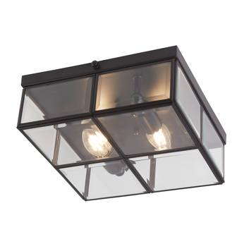 Deckenleuchte Pisa, Glasschirm, schwarz