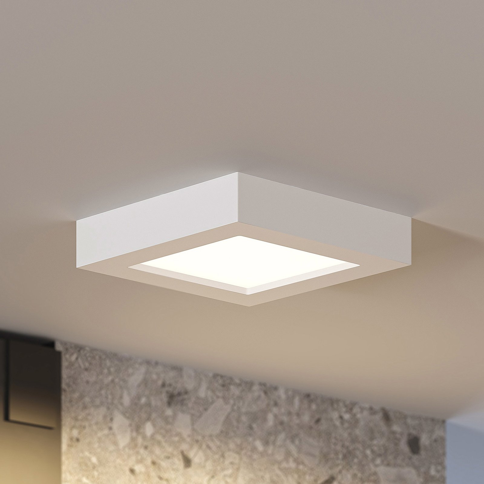 Prios LED ceiling light Alette, white, 17.2 cm, dimmable