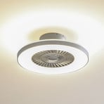 Lindby Smart LED ceiling fan Paavo, silver, quiet, Tuya