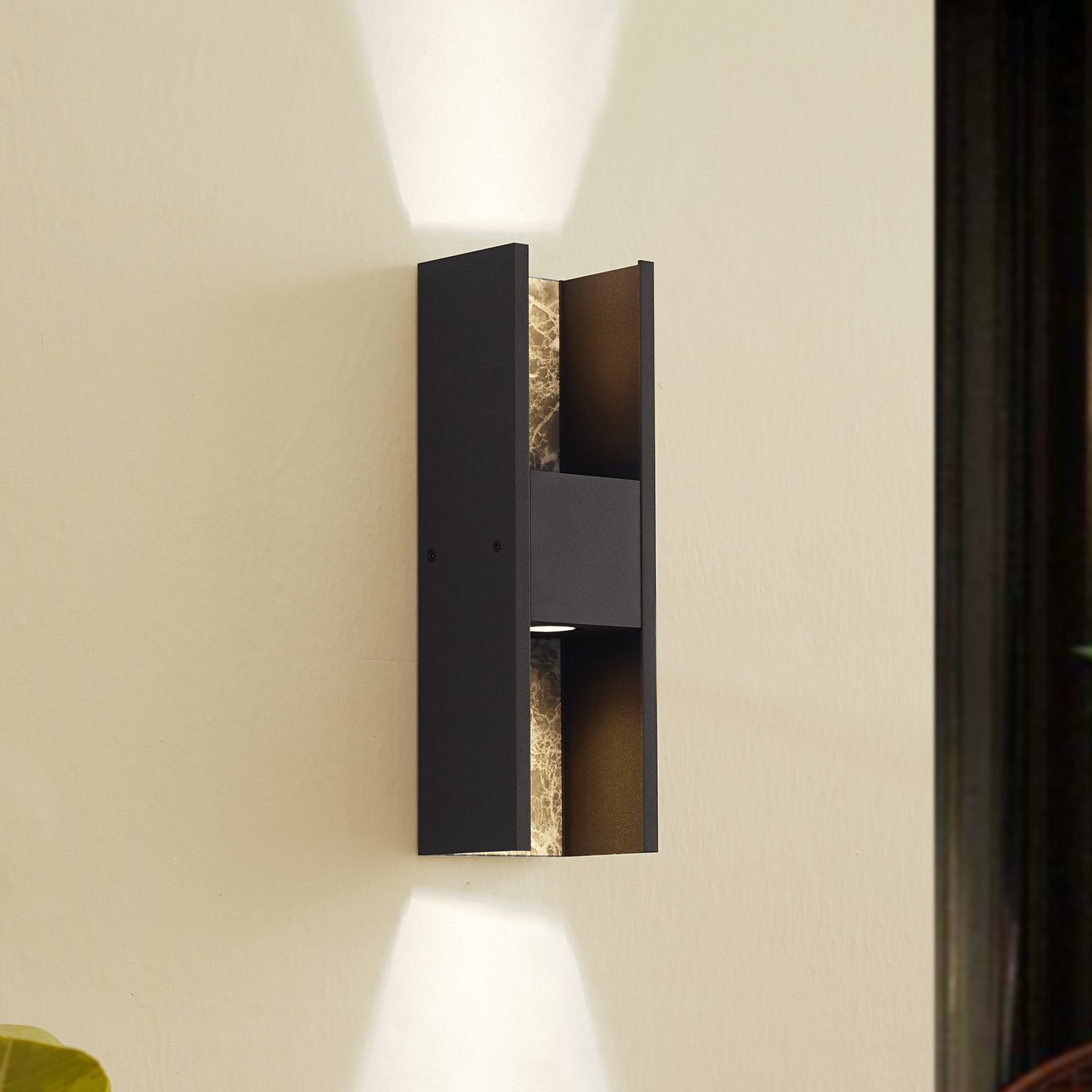 Lucande LED outdoor wall light Lavrin, black/grey, aluminium