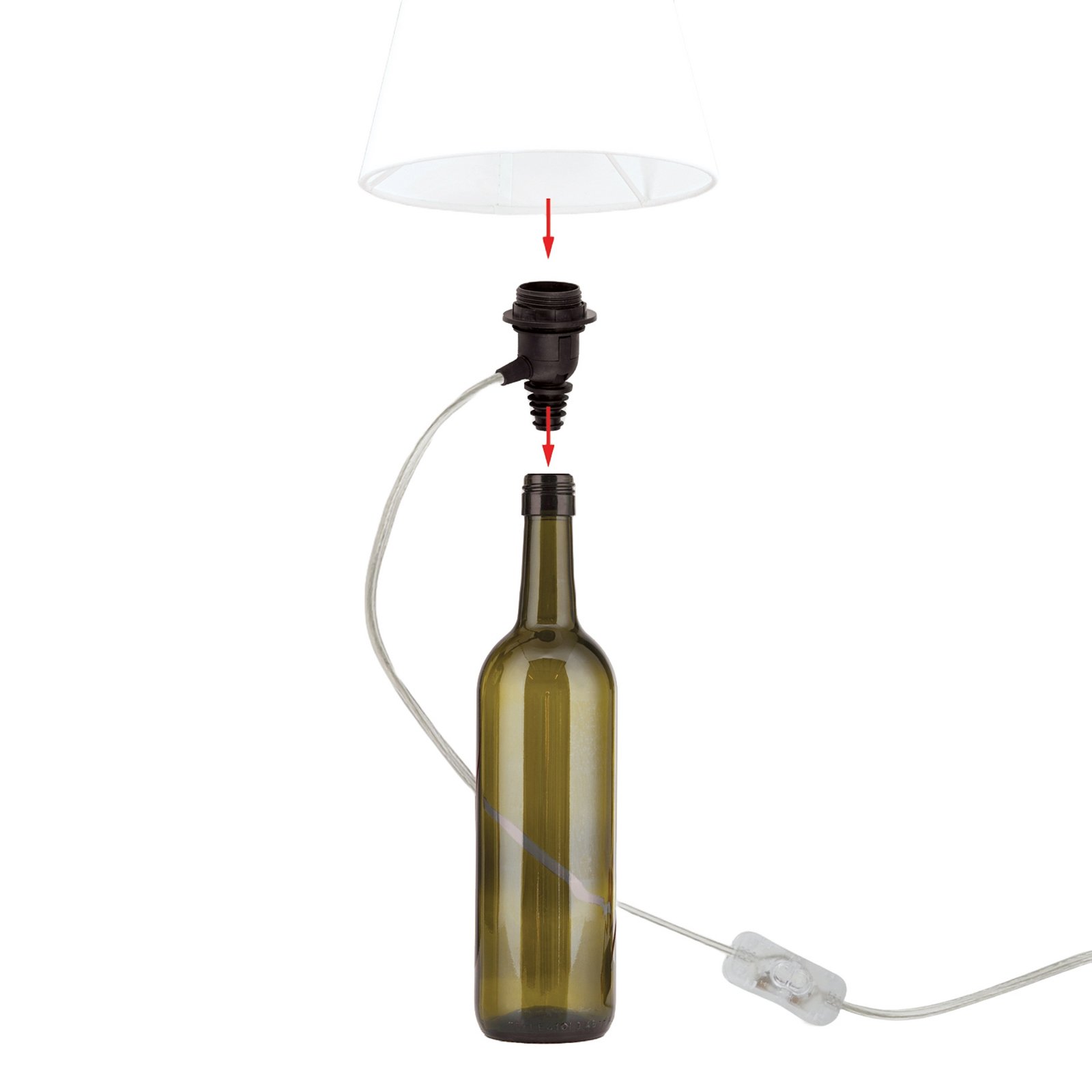 Oprawa żarówki E27 BOTTLE, przezroczysty kabel, długość 200 cm