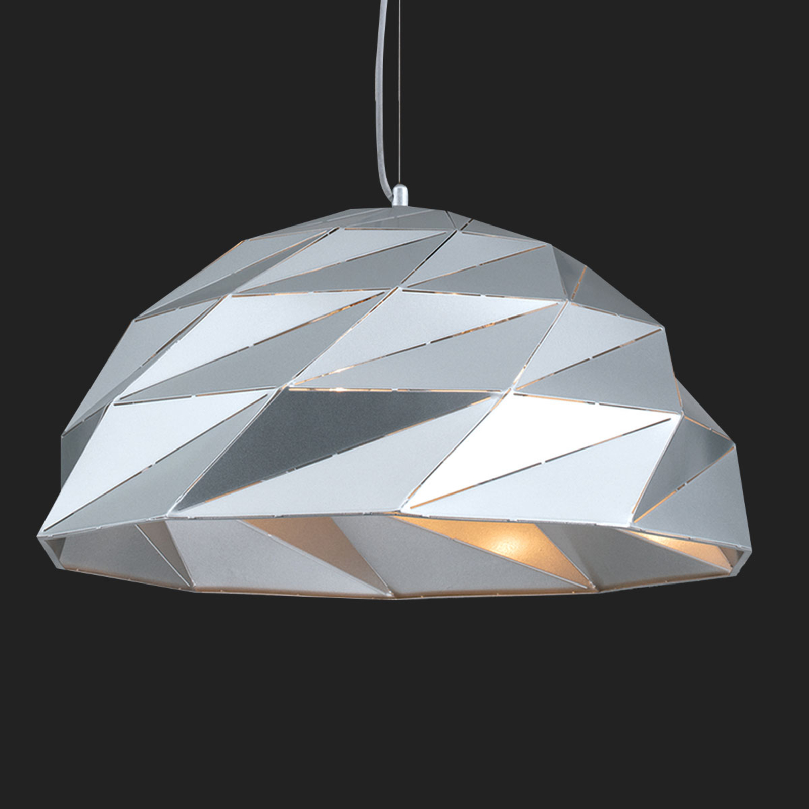 Orion Origami hanging light, Ø 56 cm, silver, for Living / Dining Room, metal, E27, 60 W, energy efficiency: A++, H: 27 cm
