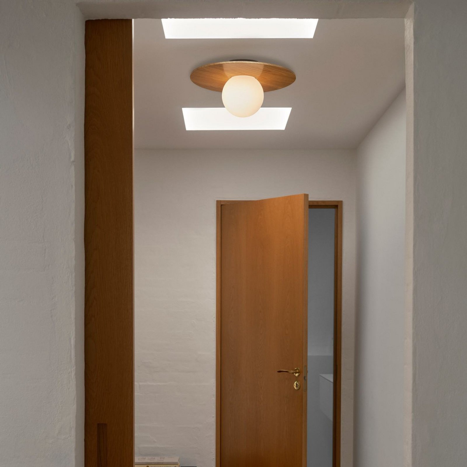 Deckenleuchte Siona, Holzdekor, Metall, IP44, E27
