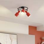 Lindby spot pour plafond Ovelia, orange/noir, 3 lampes, fer