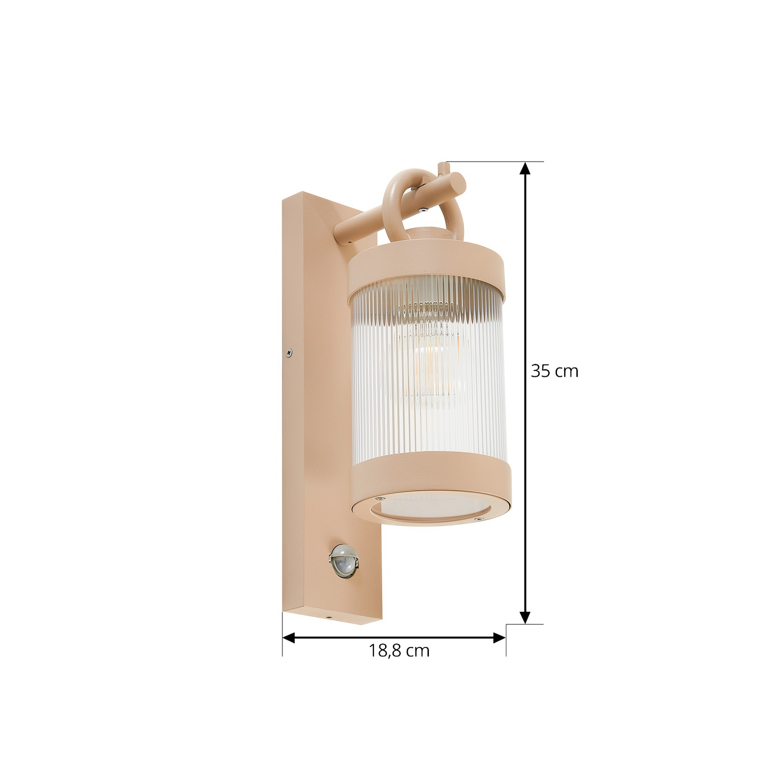 Lindby Außenwandleuchte Yrene, 20 cm, beige, Sensor