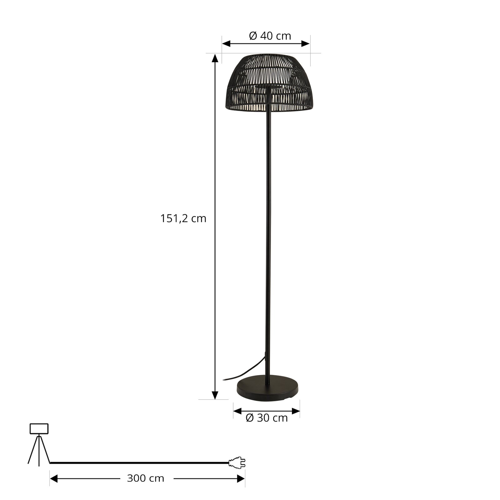 Heribio LED Exterior Lámpara de Pie H153 Negro - Lucande