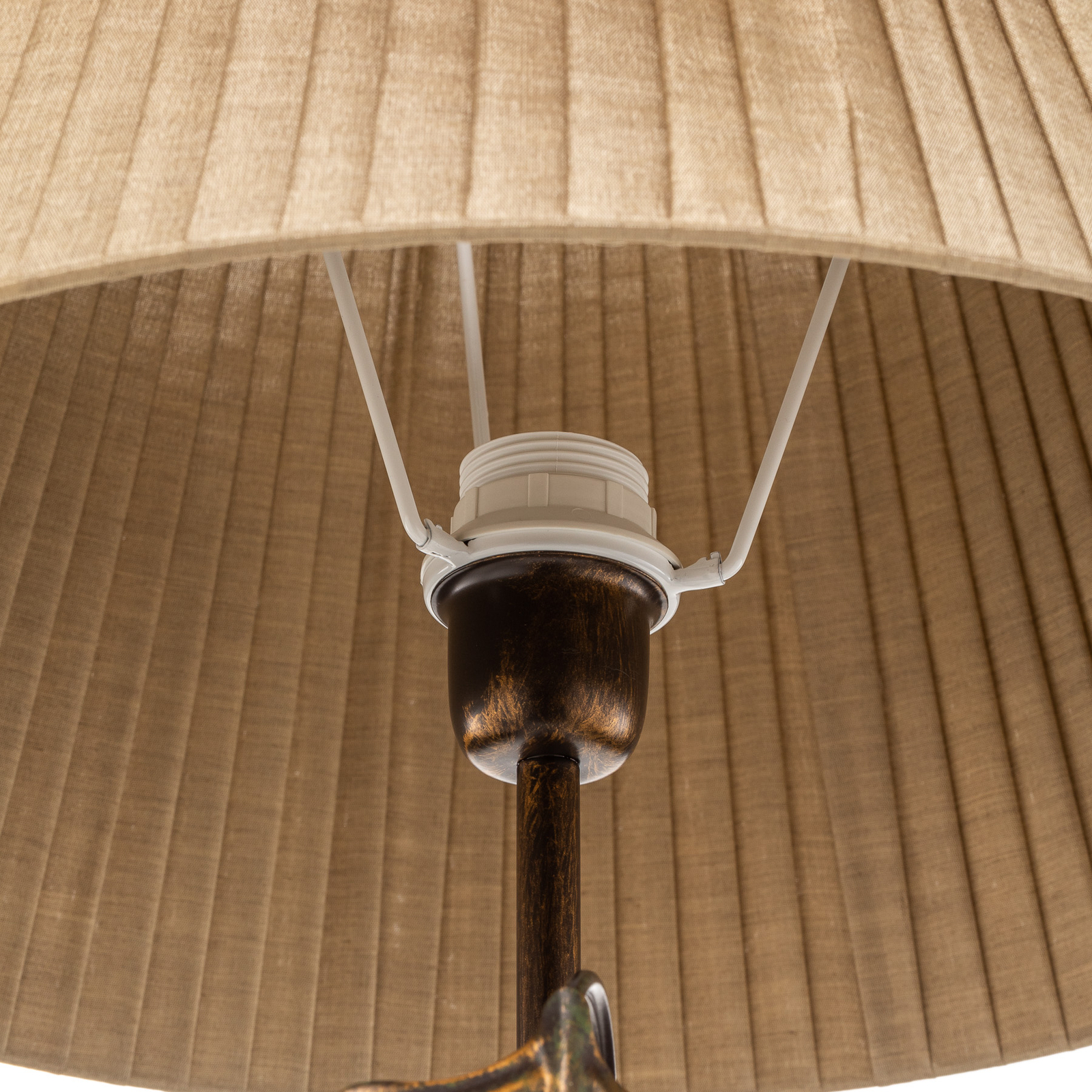 Quercia floor lamp, fabric lampshade, oak leaves