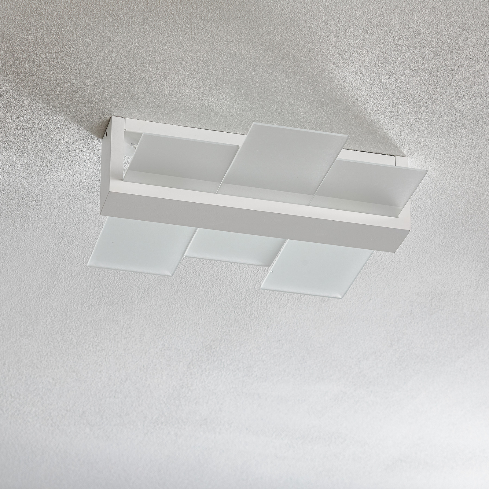 Φωτιστικό οροφής Shifted 2, γυάλινο, λευκό