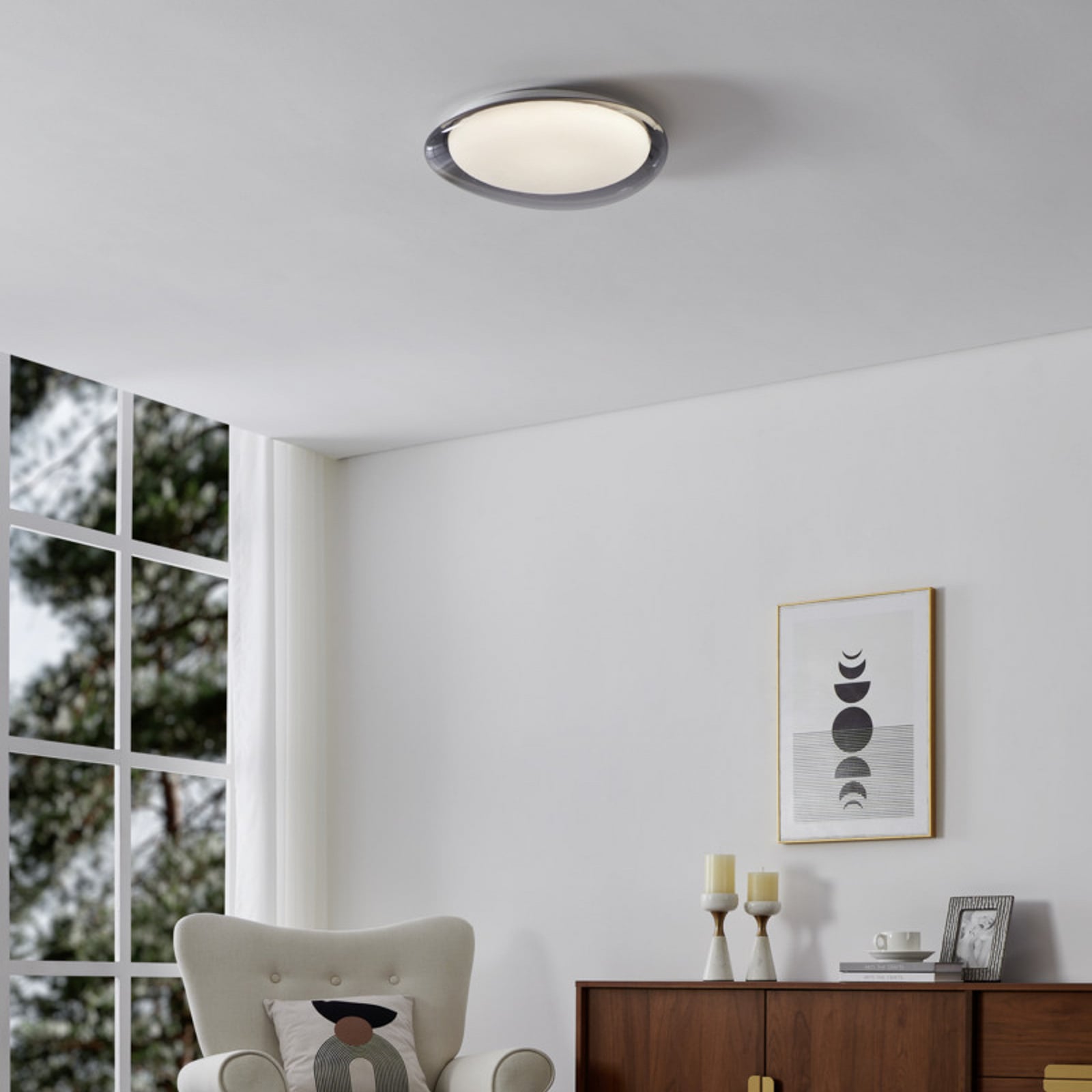 Plafonnier LED EGLO CONISTARINO, gris fumé, Ø 40 cm, CCT Plafonnier LED EGLO CONISTARINO, gris fumé, Ø 40 cm, CCT