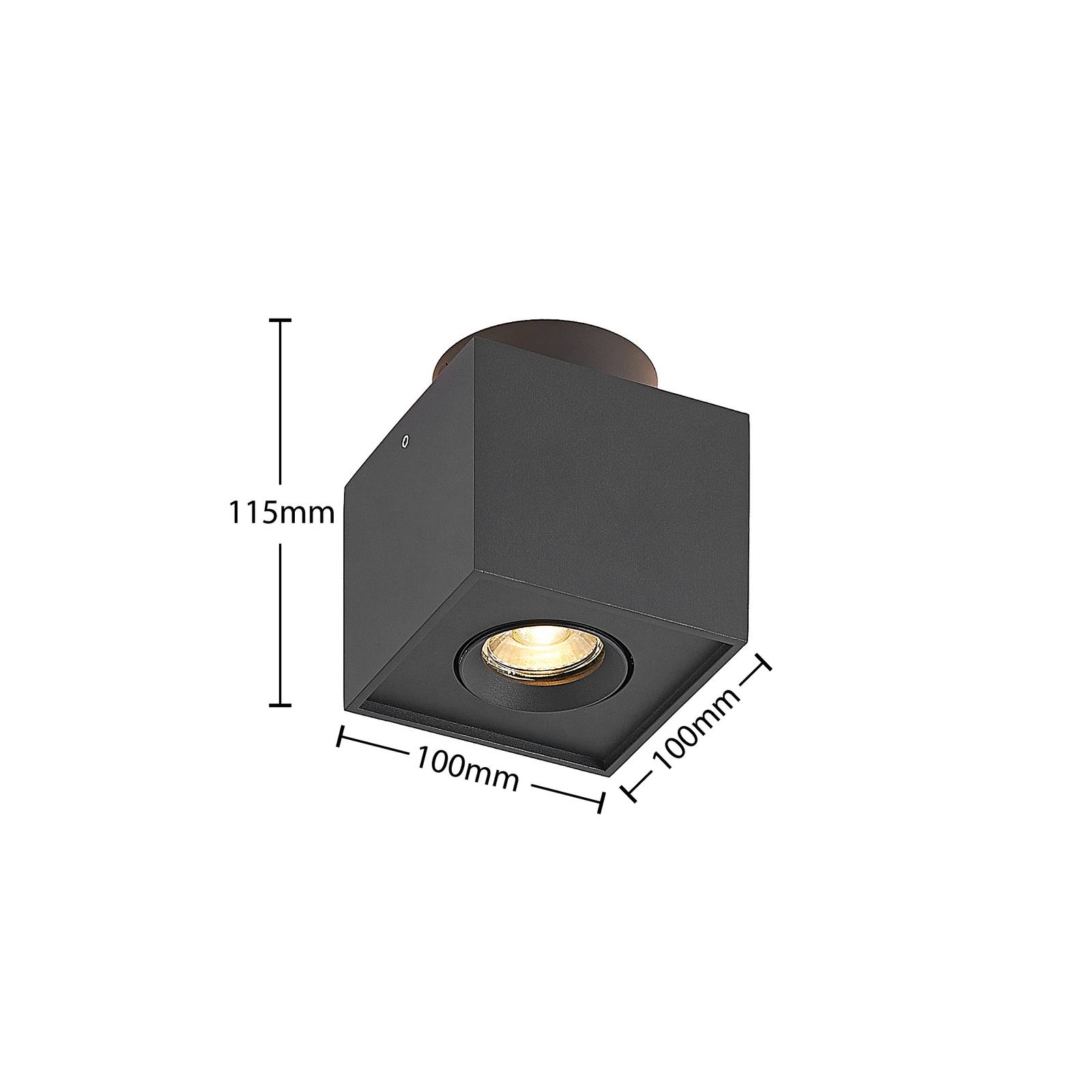 Arcchio lampa sufitowa Walisa, 10 x 10 cm, czarna, GU10
