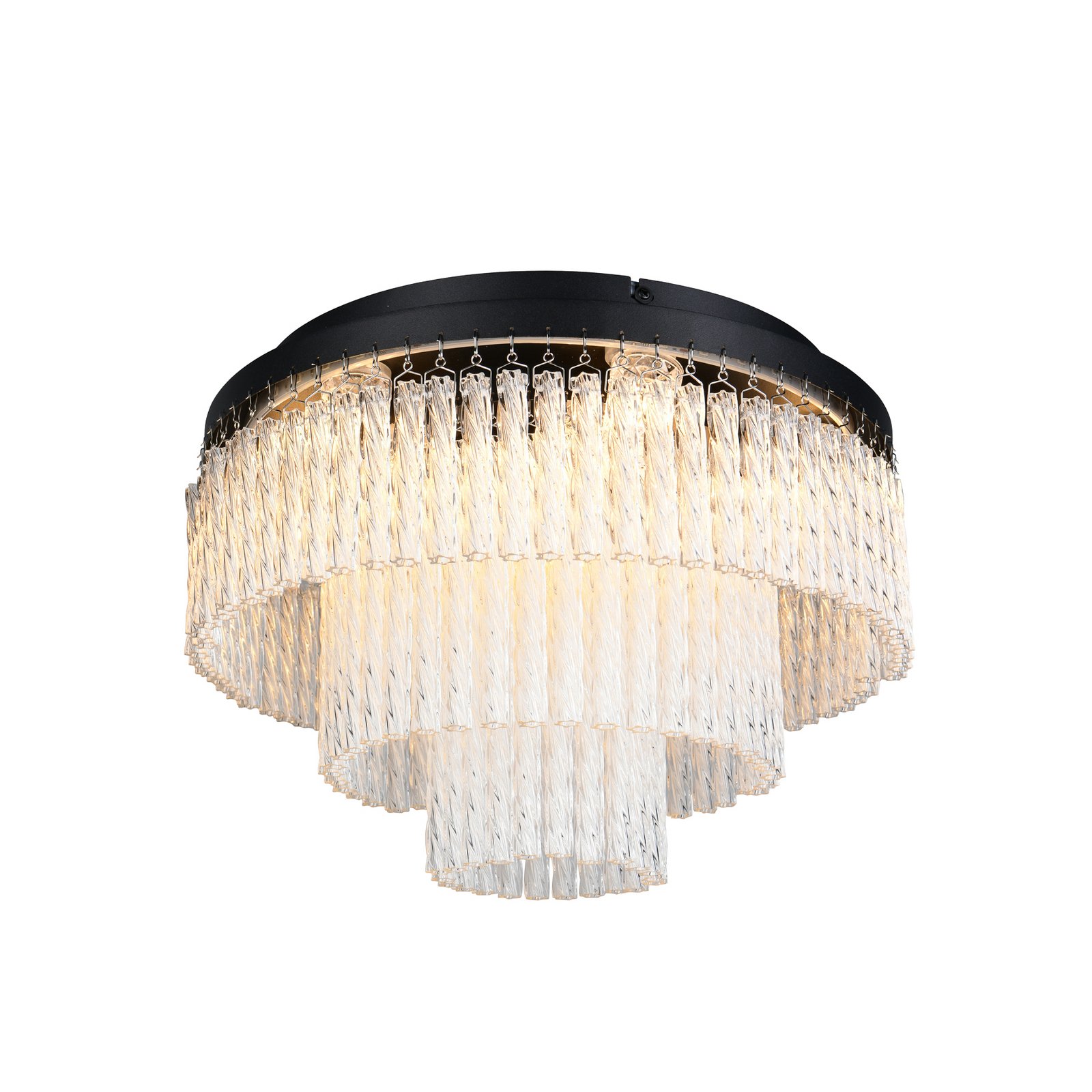 LED οροφής Vono, μαύρο/διαφανές, Ø 40 cm, CCT, RGB Remote