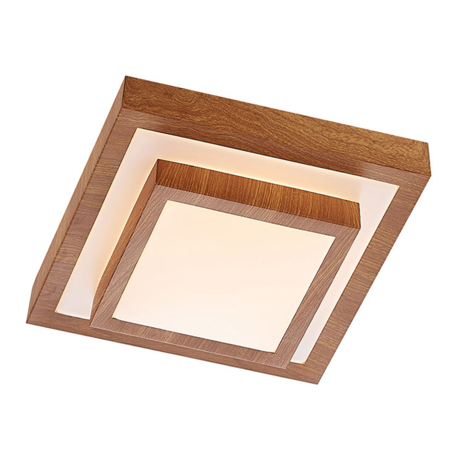 Lindby Tiril LED ceiling light, wood look, angular