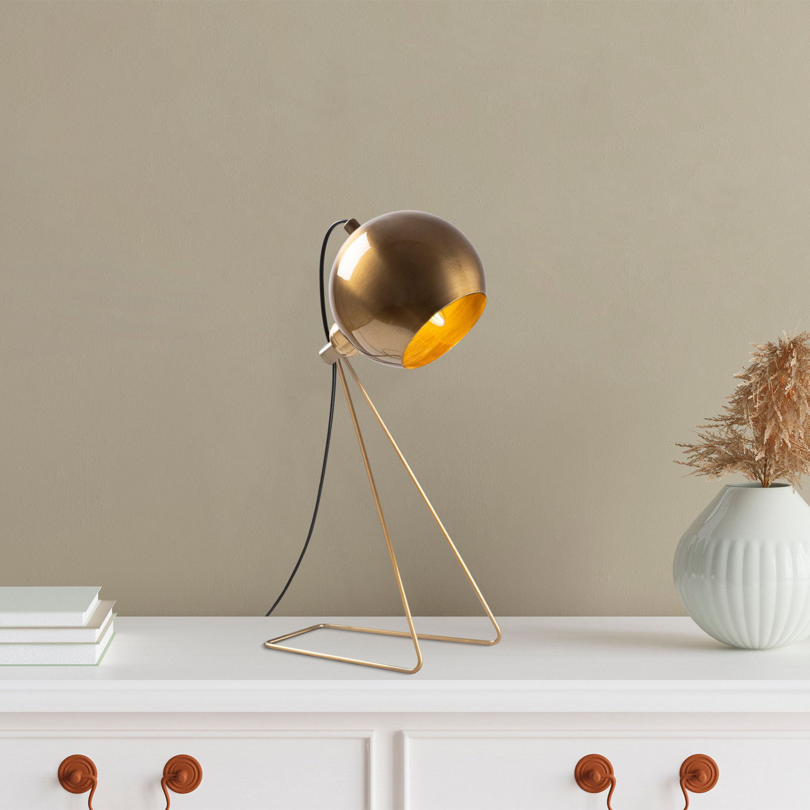 Mixed table lamp, brass, metal, height 45 cm, E14