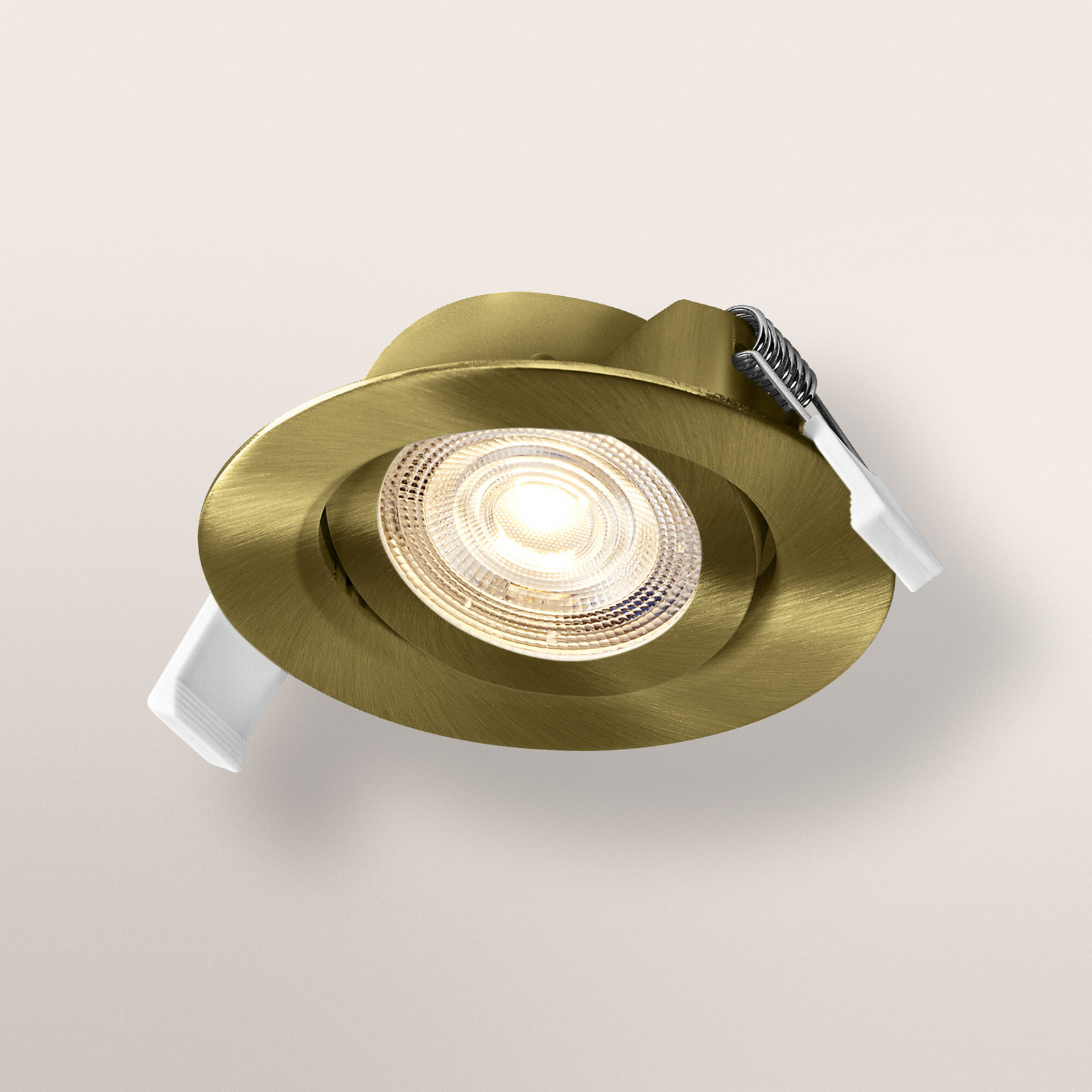 Σετ 3 ενσωματωμένων σποτ LED OSRAM, clickdim, 40°, ορείχαλκος, Ø 9 cm Σετ 3 ενσωματωμένων σποτ LED OSRAM, clickdim, 40°, ορείχαλκος, Ø 9 cm