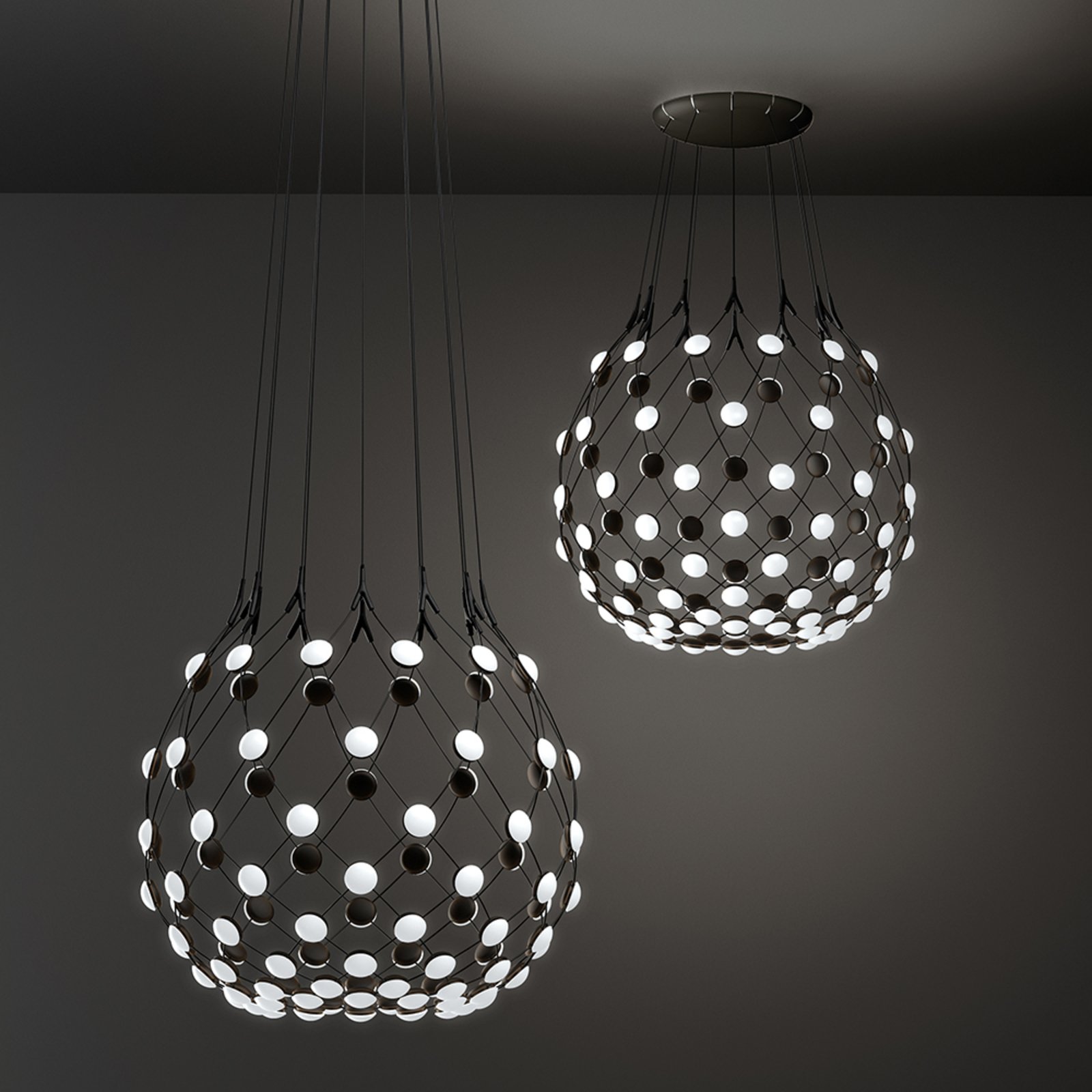 Mesh Suspension Ø100xH90 Phase 1m Black - Luceplan