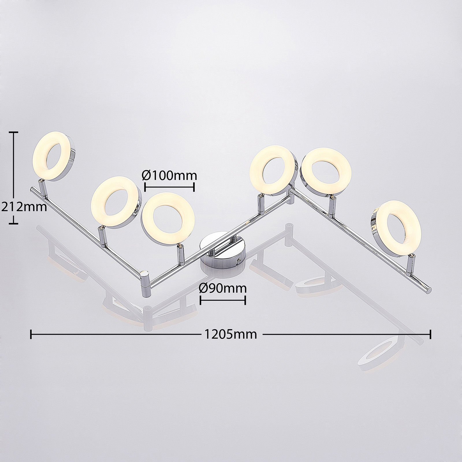 ELC Tioklia LED-Deckenlampe, chrom, sechsflammig