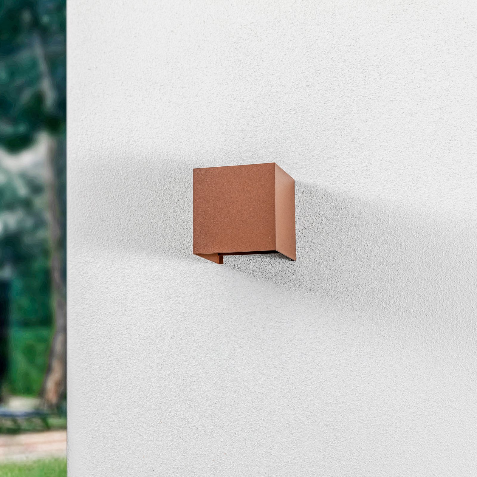 Nivar Square LED Buiten Wandlamp Rust Brown - Lindby