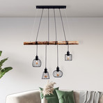 Candeeiro suspenso Woodland com quatro luzes em forma de gaiola