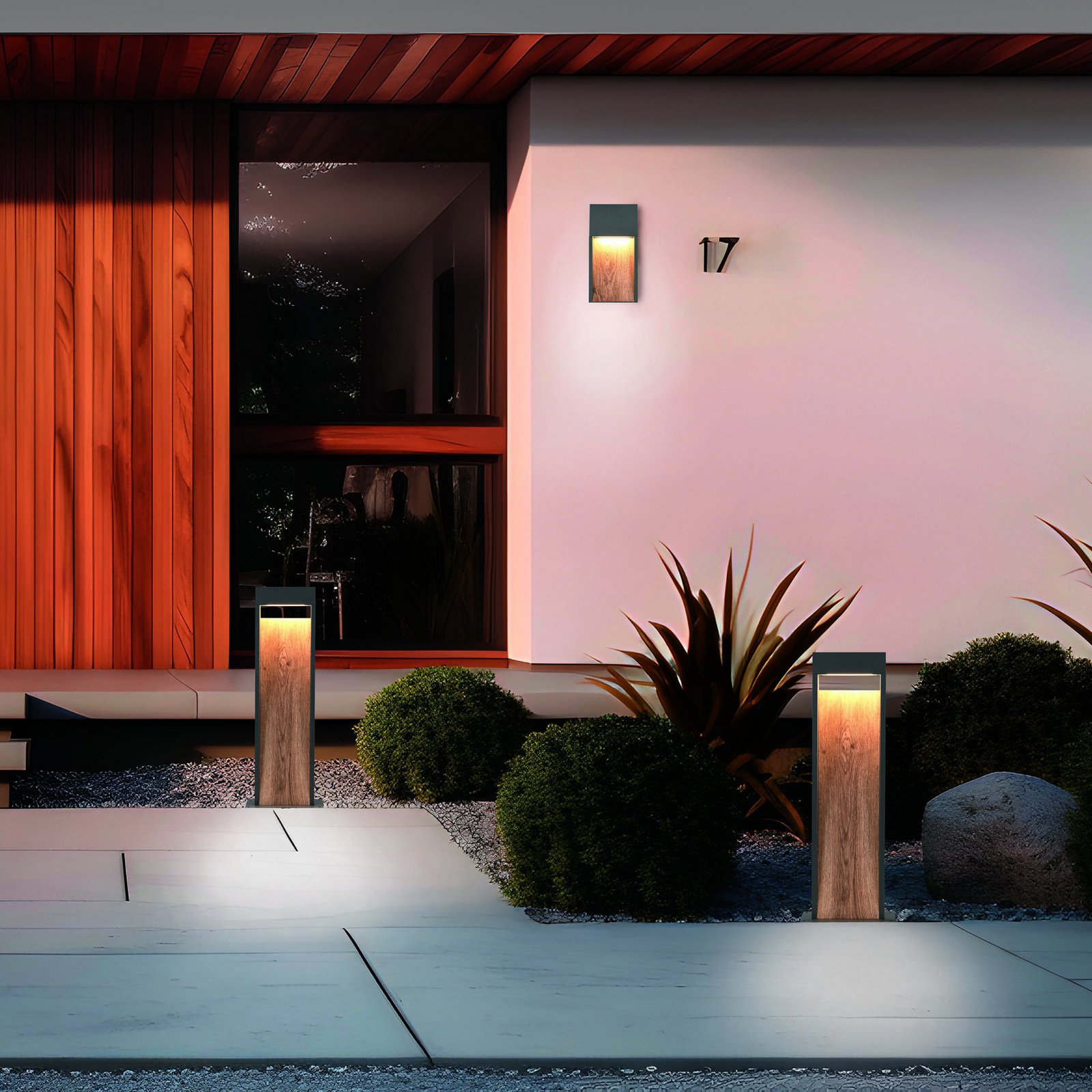 LED-Wegeleuchte SALMON, Holzoptik, Höhe 60 cm, Metall, IP44