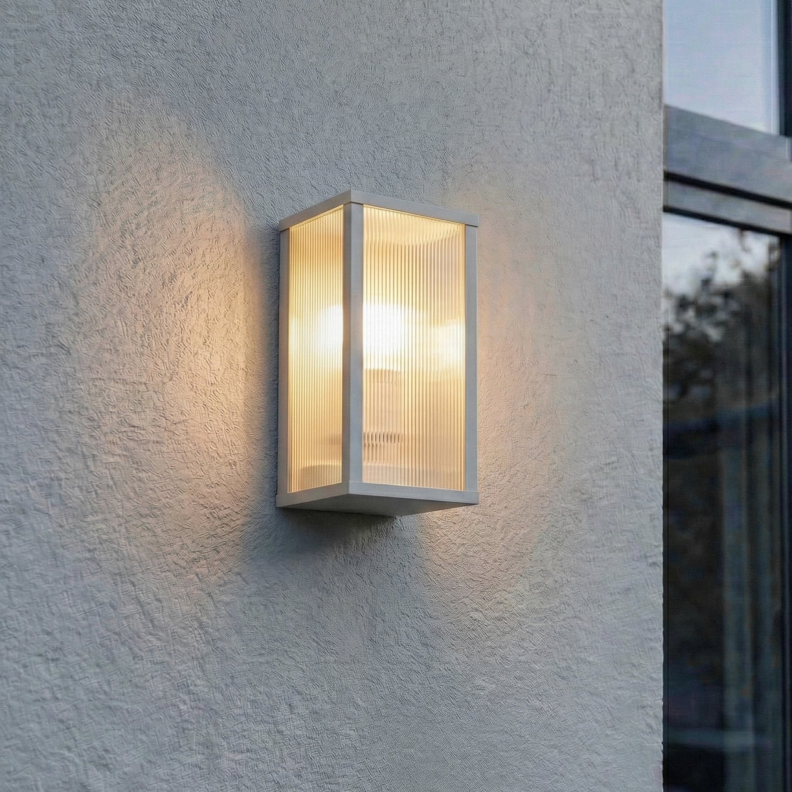 Lindby Peldar outdoor wall lamp, grey/ribbed, 26 cm, IP44