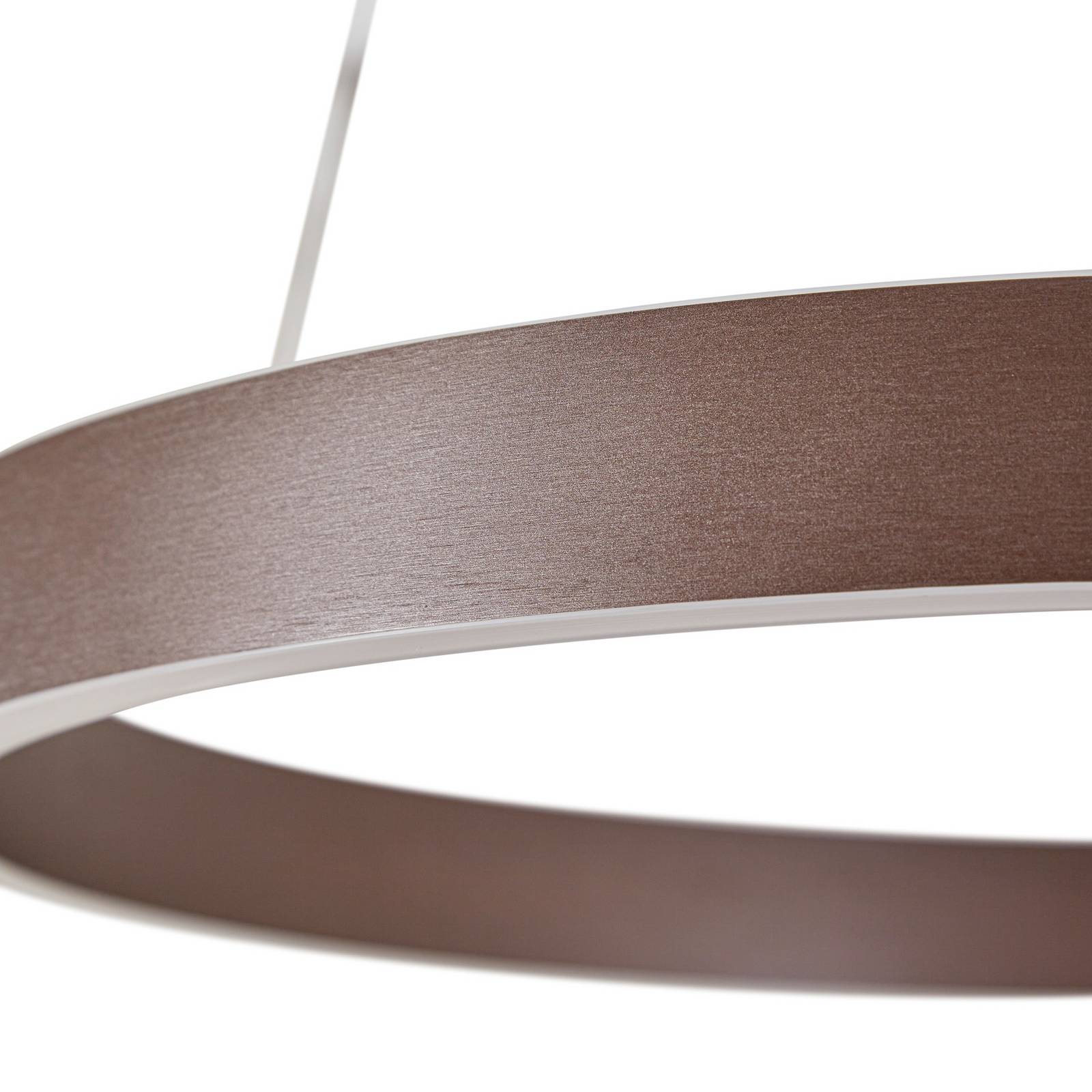 Żyrandol LED Lucande Yonam, Ø 60 cm, 1-punktowa, brązowa, CCT