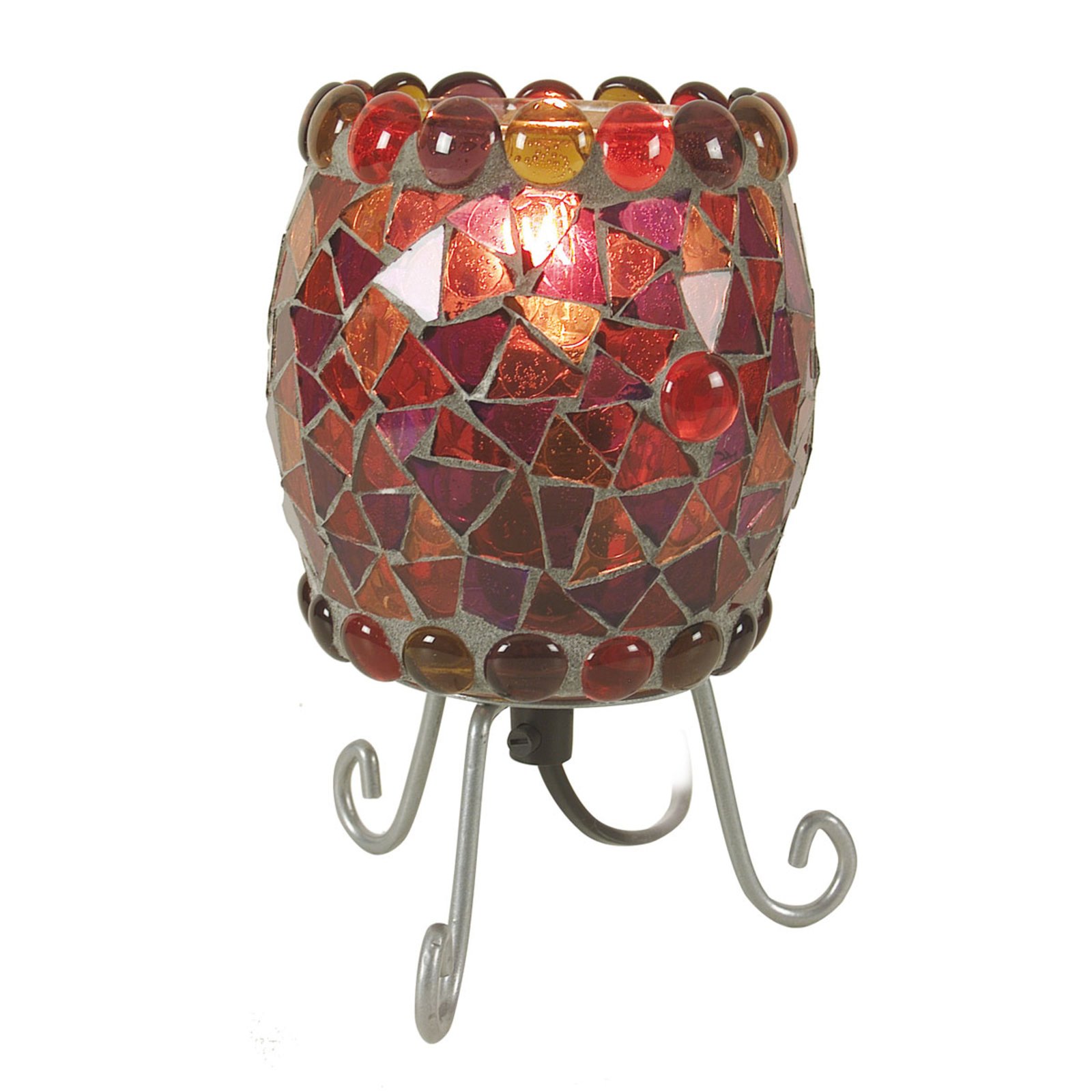 Lámpara de mesa Enya con mosaico de vidrio rojo