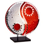 Ying Yang table lamp with mosaic mirror stones red