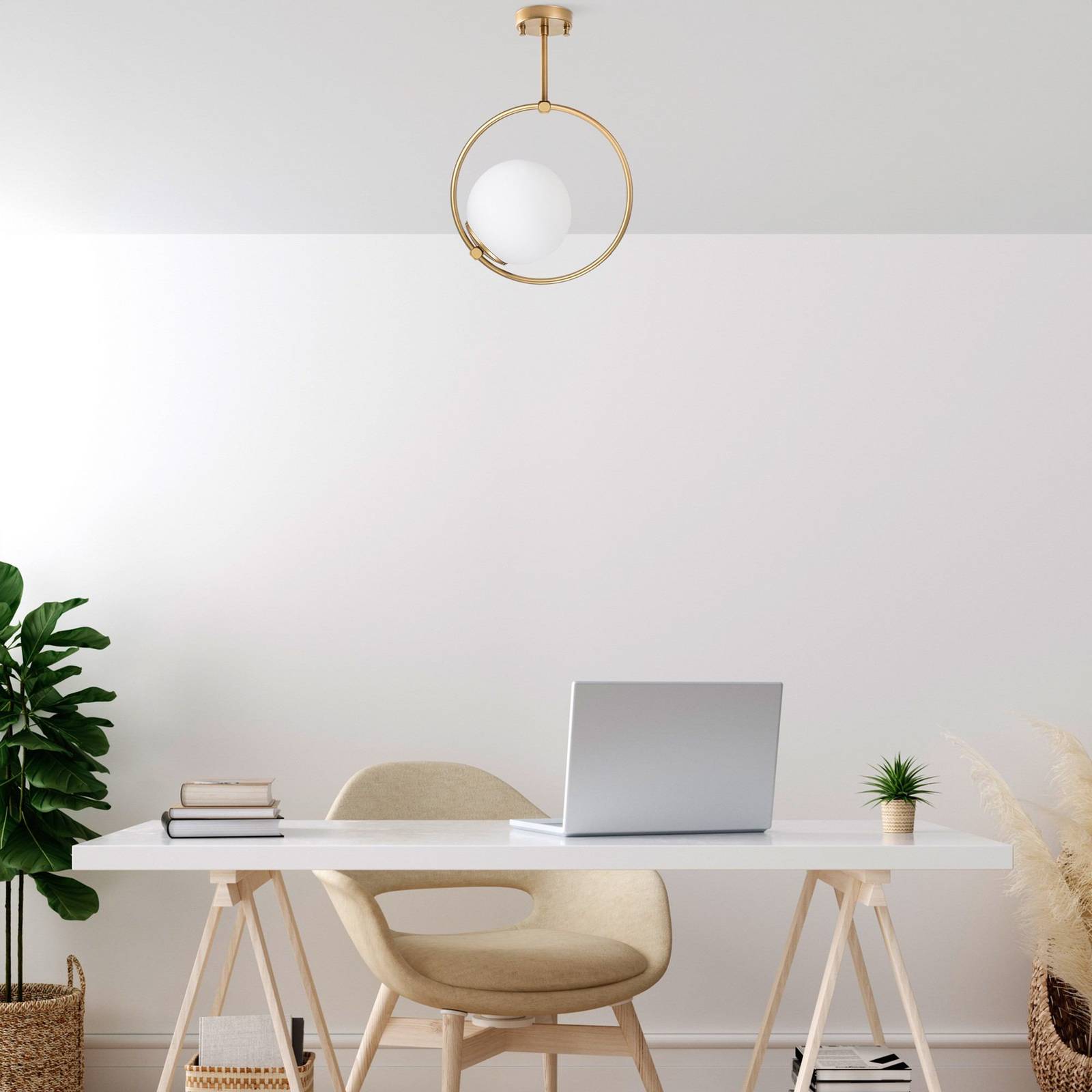 Lampa sufitowa Dolunay, Ø 26 cm, złota, szkło, E27