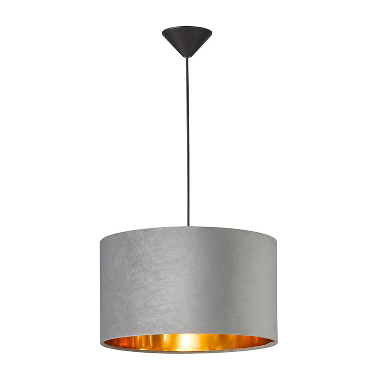 Hanglamp Aura met fluwelen kap, Ø 40 cm, grijs