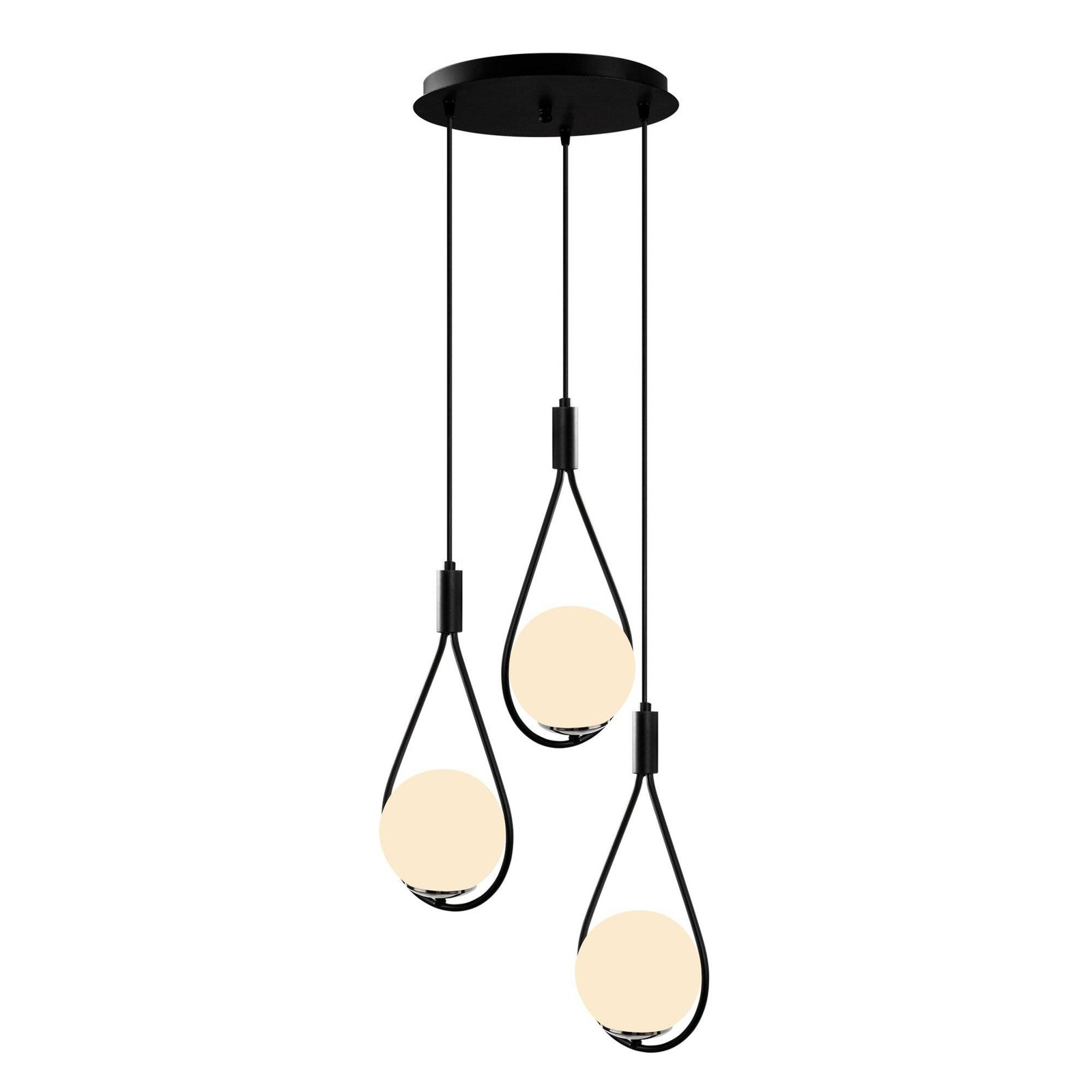 Hanglamp Mudoni MR-938 3-lamps rond zwart/opaal glas