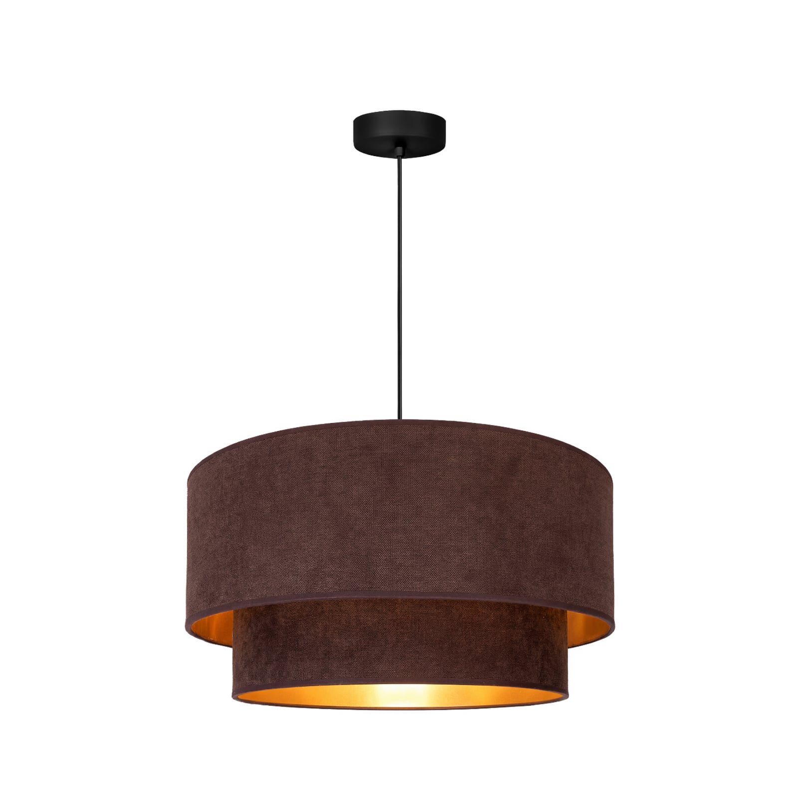 Lampada a sospensione Boho, marrone/oro, Ø 45 cm, tessuto, E27 - Duolla