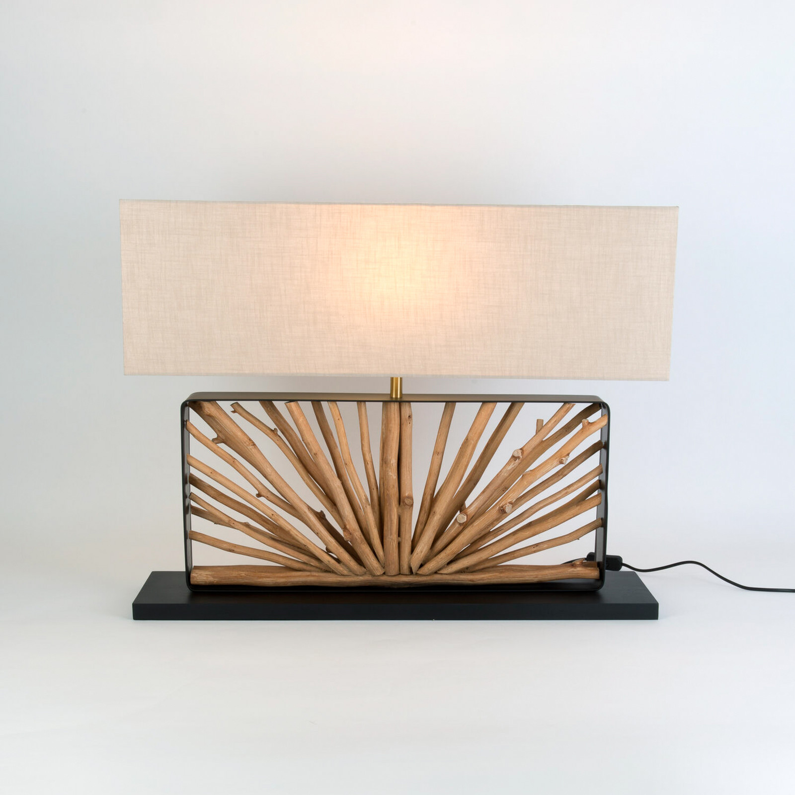 Holländer Lampa de masă MONTE ISOLA natur/bej înălțime 67 cm lemn/textil - Camera de zi / sufragerie - natură